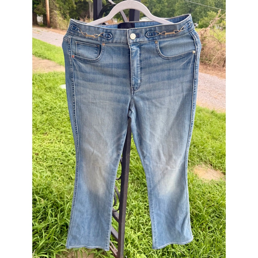 White House Black Market Skinny Flare Jeans High Rise Horsebit Blue 8R NWT